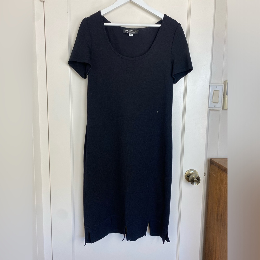 St. John Classic Black Midi Dress